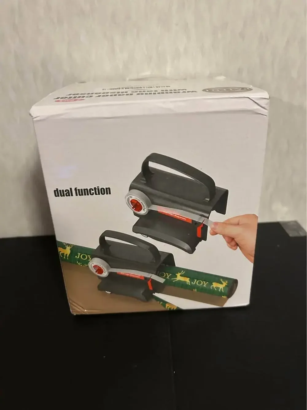 2-Pack Wrapping Paper Cutter with Tape Dispenser & 2 Rolls Tape Red Black